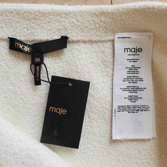 Maje ! Ivory and orange Trim mini Skirt ( EU/38) - Picture 6 of 11